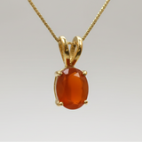 Gold Carnelian Pendant - Natural Carnelian Necklace, Gold Oval Pendant
