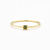 Genuine Emerald Ring set in Solid 14k Yellow Gold, in a dainty round cut, and natural green color. May birthstone ring that encourages growth, harmony, and deep emotional healing. Minimalist solid gold ring, perfect for everyday wear, and an ideal may birthday gift idea, or anniversary present.