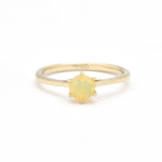 Genuine Fire Opal solitaire ring in 14k solid yellow gold with flashes of fire colors, symbolizing passion and creativity, perfect as an October birthstone engagement, anniversary, or milestone gift.