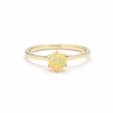 Genuine Fire Opal solitaire ring in 14k solid yellow gold with flashes of fire colors, symbolizing passion and creativity, perfect as an October birthstone engagement, anniversary, or milestone gift.