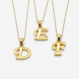 Gold Letter Pendant - Initial Letter Charm - Personalized Letter Necklace