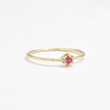 Certified Real Ruby Ring - Solid 14k Gold Ruby Ring - Dainty Solitaire Gold Ring
