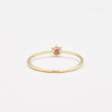 Certified Real Ruby Ring - Solid 14k Gold Ruby Ring - Dainty Solitaire Gold Ring