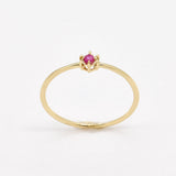 Certified Real Ruby Ring - Solid 14k Gold Ruby Ring - Dainty Solitaire Gold Ring