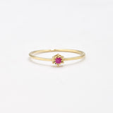 Certified Real Ruby Ring - Solid 14k Gold Ruby Ring - Dainty Solitaire Gold Ring