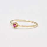 Certified Real Ruby Ring - Solid 14k Gold Ruby Ring - Dainty Solitaire Gold Ring