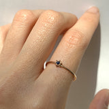 Genuine Sapphire Ring - Solid Rose Gold Ring - Dainty Sapphire Ring