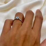 White Gold Topaz Ring - Sky Blue Topaz Ring - Solid White Gold Ring