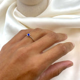 Real Gold Sapphire Ring - Dainty Blue Sapphire Ring - Solid White Gold Ring