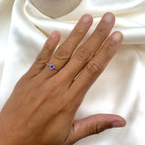 Real Gold Sapphire Ring - Dainty Blue Sapphire Ring - Solid White Gold Ring