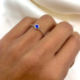 Real Gold Sapphire Ring - Dainty Blue Sapphire Ring - Solid White Gold Ring