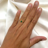 Real Gold Emerald Ring - Baguette Emerald Ring - Dainty Green Square Ring