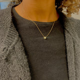 Solid Gold Diamond Necklace - 14k Solid Yellow Gold Necklace - Dainty Round Diamond Necklace