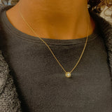 Solid Gold Diamond Necklace - 14k Solid Yellow Gold Necklace - Dainty Round Diamond Necklace