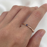 Genuine Sapphire Ring - Real 14k Rose Gold Ring - Dainty Solitaire Ring
