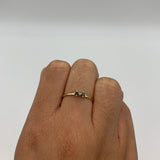 Genuine Blue Diamond Ring - Solid 14k Gold Ring - Blue Two Stone Ring