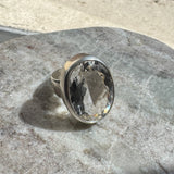 Large Topaz Ring, Natural White Topaz, Statement Ring, December Birthstone, Vintage Ring, Big Diamond Ring, Chunky Ring, Solid Silver Ring