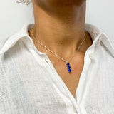 Trilogy Sapphire Pendant - Blue Drop Necklace - Three Stone Sapphire Pendant