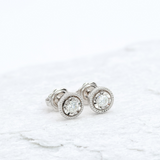 Genuine Diamond Studs - Real Solid Gold Earrings - White Gold Earrings Studs