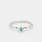 Genuine Emerald Ring - Solid White Gold Ring - Minimalist May Birthstone Ring