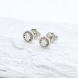 Genuine Diamond Studs - Real Solid Gold Earrings - White Gold Earrings Studs