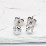 Real Diamond Earrings - 18k Solid Gold Earrings - Dainty Diamond Studs