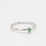 Genuine Emerald Ring - Solid White Gold Ring - Minimalist May Birthstone Ring