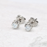 Real Diamond Earrings - 18k Solid Gold Earrings - Dainty Diamond Studs