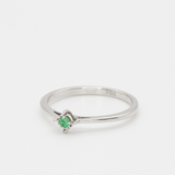Genuine Emerald Ring - Solid White Gold Ring - Minimalist May Birthstone Ring
