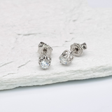 Real Diamond Earrings - 18k Solid Gold Earrings - Dainty Diamond Studs