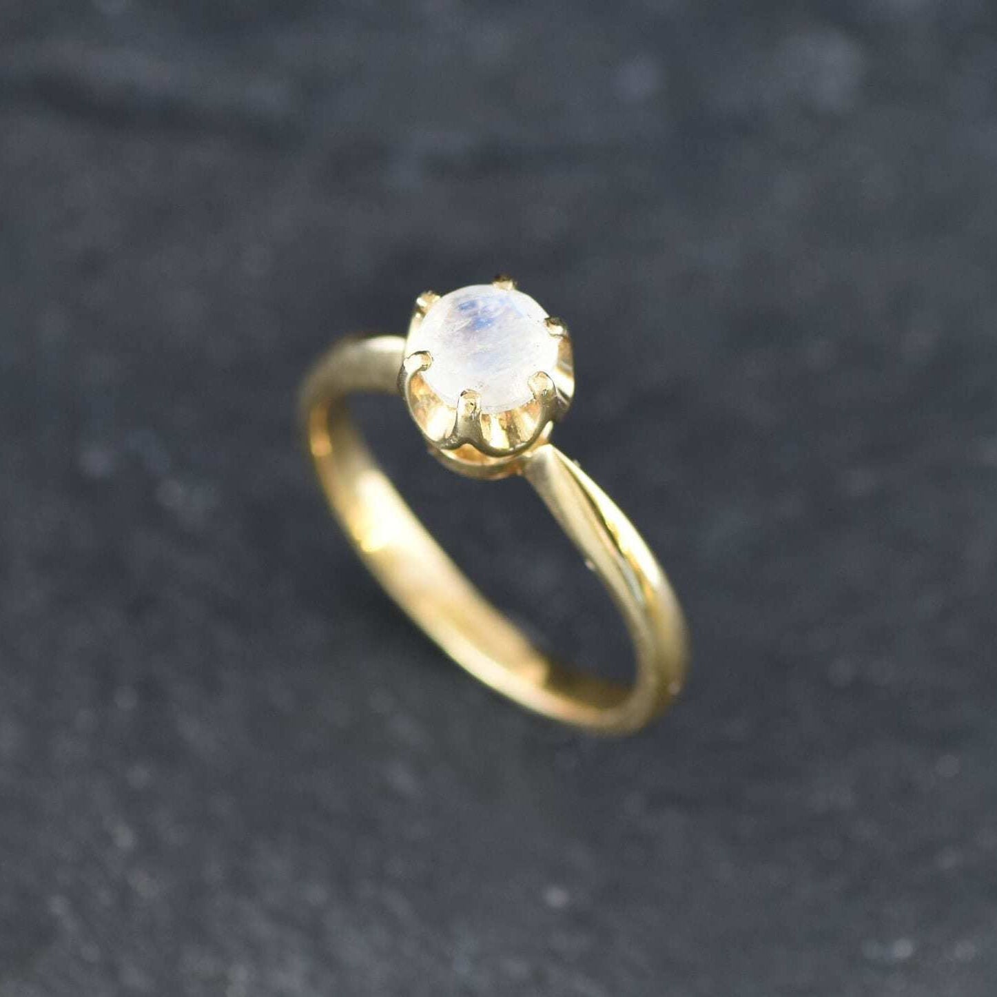 Moonstone ring believed to inspire hope, intuition and gentle strength.