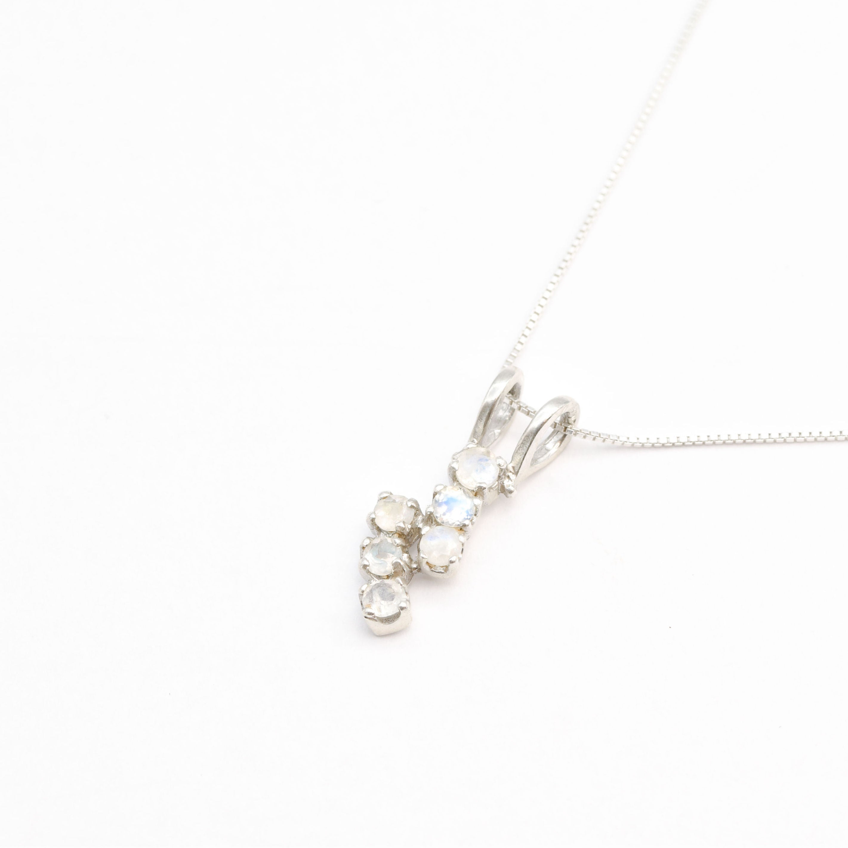 Moonstone Bypass Necklace set in solid 925 sterling silver, in prong setting. June birthstone pendant for her, for every wear, dainty and minimalist looks.