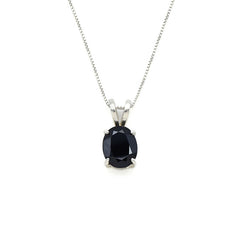 Elegant oval diamond cut black onyx pendant in sterling silver for a refined modern style.