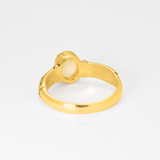 Ethiopian Opal October Birthstone Ring with tribal boho engraved gold band featuring flashes of fire colors, designed for artistic style and uplifting positive energy. A meaningful October Birthstone gift symbolizing hope, balance, and creativity. Perfect for birthdays, anniversaries, weddings, festivals, and evening celebrations.