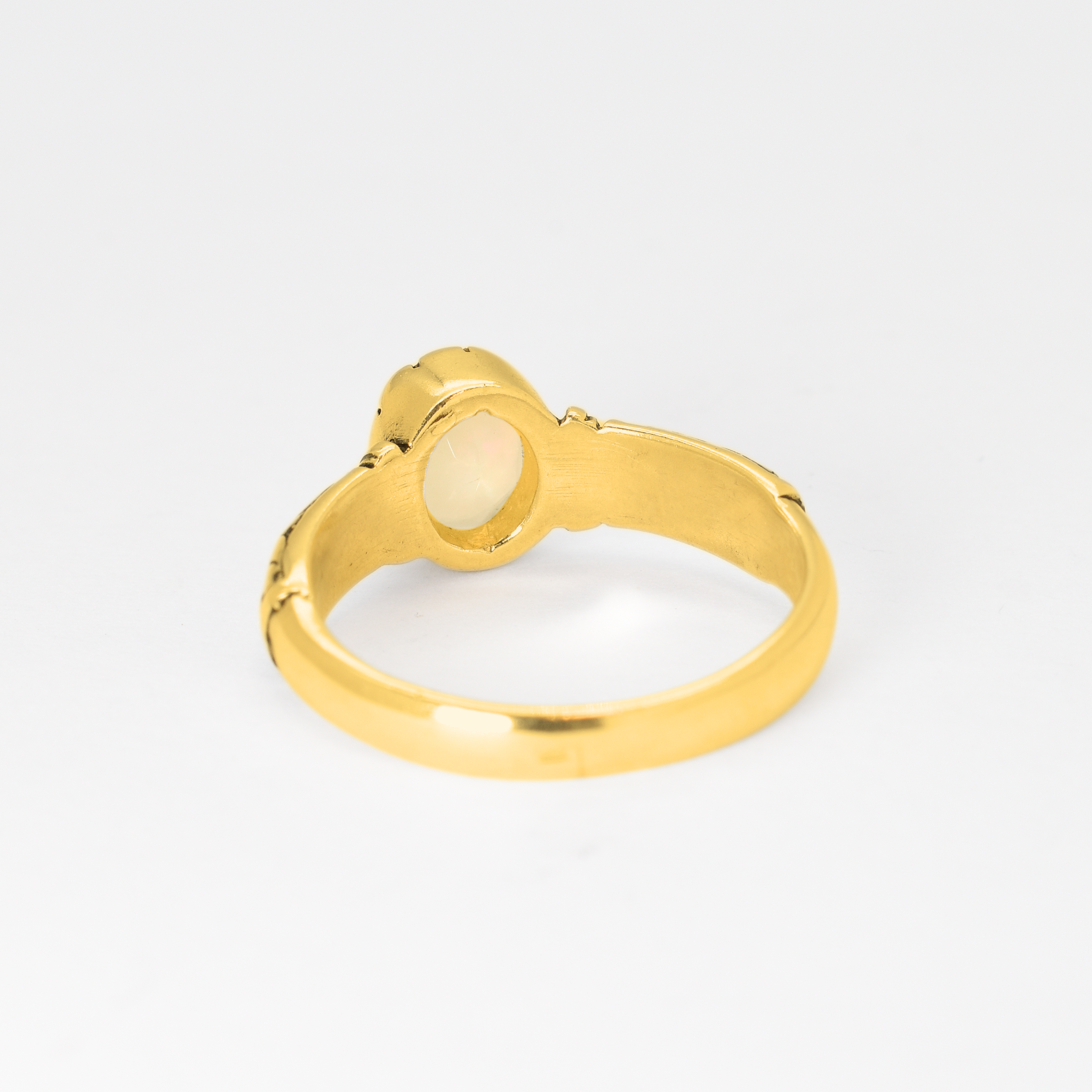 Ethiopian Opal October Birthstone Ring with tribal boho engraved gold band featuring flashes of fire colors, designed for artistic style and uplifting positive energy. A meaningful October Birthstone gift symbolizing hope, balance, and creativity. Perfect for birthdays, anniversaries, weddings, festivals, and evening celebrations.