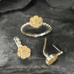 Flower Fire Opal Ring in solid 925 Sterling Silver with dainty bubble band style, designed with flashes of fire colors. Known for its energy of inspiration and positivity, this October birthstone makes a meaningful gift idea for nature lovers and those who adore dainty jewelry styles.
Perfect for anniversaries, birthdays, weddings, and romantic evening events.