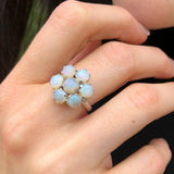 Australian Opal Ring and Pendant in sterling silver paired with minimalist black blouse, perfect for promoting inspiration and creativity, an ideal accessory for dinner dates and birthday celebrations.