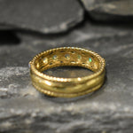 Opal Rope Row Ring featuring cabochon cut stones that highlight flashes of fire colors, offering elegance and timeless jewelry style. Known for enhancing inspiration and emotional balance, this October birthstone ring makes a meaningful gift idea. Perfect for birthdays, anniversaries, and cherished events, it can be worn to weddings, evening parties, or daily gatherings with sophistication.