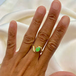 Vintage Opal Ring in a bezel set gold wave design with flashes of rainbow and fire colors, accented by sparkling CZ Diamonds on each curve. Opal is believed to inspire creativity, hope and emotional balance, making it a meaningful October birthstone gift for anniversaries, engagements, weddings and special celebrations.