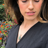 Prehnite Pendant - Natural Prehnite Necklace - Green Statement Necklace