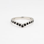 Black Natural Onyx Ring in a v-shaped band, crafted in Solid 925 Sterling Silver. Silver Chevron Band ideal as an everyday ring, perfect for wearing solo or ring stacking. 