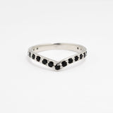 Black Natural Onyx Ring in a v-shaped band, crafted in Solid 925 Sterling Silver. Silver Chevron Band ideal as an everyday ring, perfect for wearing solo or ring stacking. 