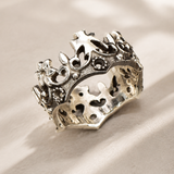 Sterling Silver Crown Ring, Gothic Royal Crown Band, Handmade Statement Jewellery