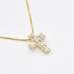 Real Diamond Cross Pendant set in Solid 14k Yellow Gold, in a stunning clarity, and in a prong setting. April Birthstone necklace that symbolizes  eternal love, purity, and inner strength. Dainty Christian necklace gift idea, can be worn on religious activities, and for everyday wear.