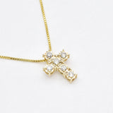 Real Diamond Cross Pendant set in Solid 14k Yellow Gold, in a stunning clarity, and in a prong setting. April Birthstone necklace that symbolizes  eternal love, purity, and inner strength. Dainty Christian necklace gift idea, can be worn on religious activities, and for everyday wear.