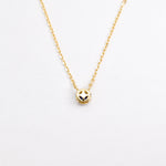 Solid 14k Yellow Gold Necklace set with blue dainty round sapphire stone. September birthstone pendant for wisdom, loyalty, and focus. 