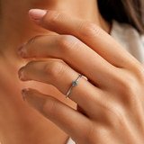 Blue Diamond Ring in 14K White Gold - Dainty Certified Natural Blue Diamond - A Unique Everyday Luxury Ring