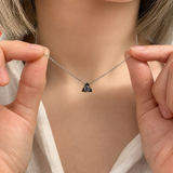 Genuine Sapphire Necklace - Solid Gold Triangle Necklace - Minimalist Gold Necklace