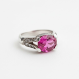 Alexandrite Statement Ring - Pink Gemstone Ring - Edwardian Silver Ring