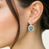 Blue Aqua Earrings - Vintage Oval Earrings, Blue Victorian Earrings